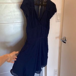 Reformation Navy Dress with Open Back detail